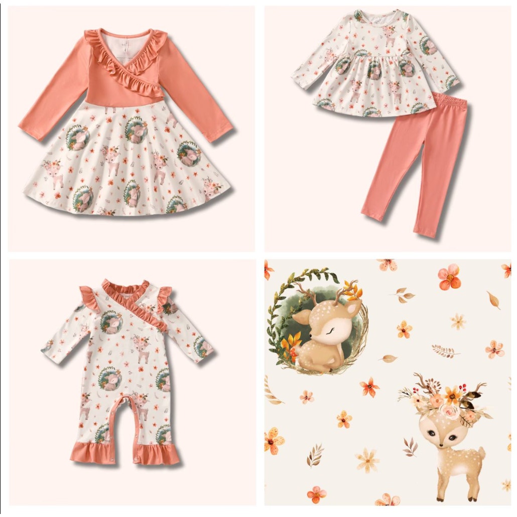 Pete + Lucy Girl's Fall Winter "Whitetail Wonder" Tunic & Legging Set - Size 3T