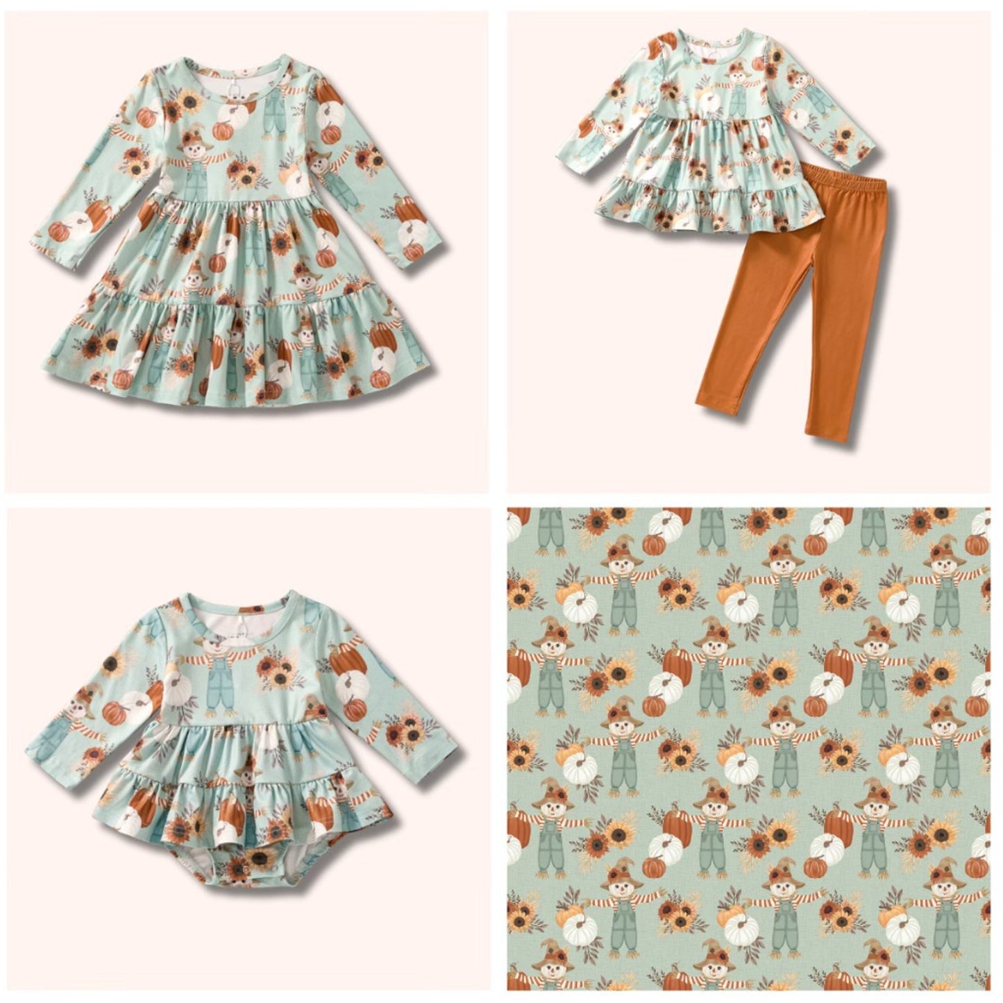 Pete + Lucy Girl's Fall Thanksgiving "Scarecrow Cutie" Dress - Size 7/8