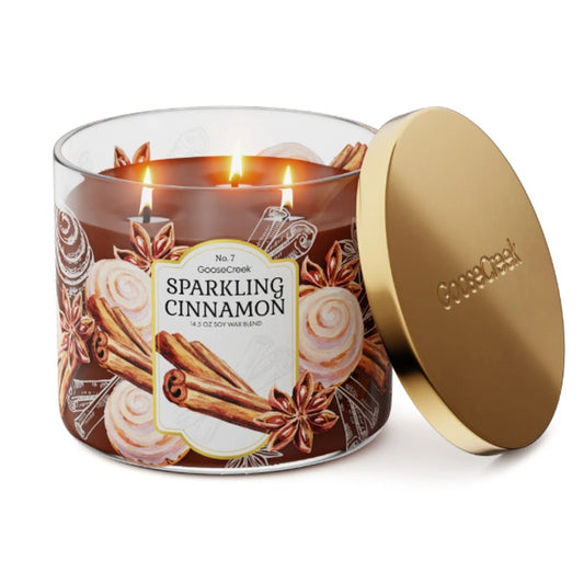 Goose Creek Sparkling Cinnamon Scented 3-Wick Candle 14.5 oz Fall Christmas