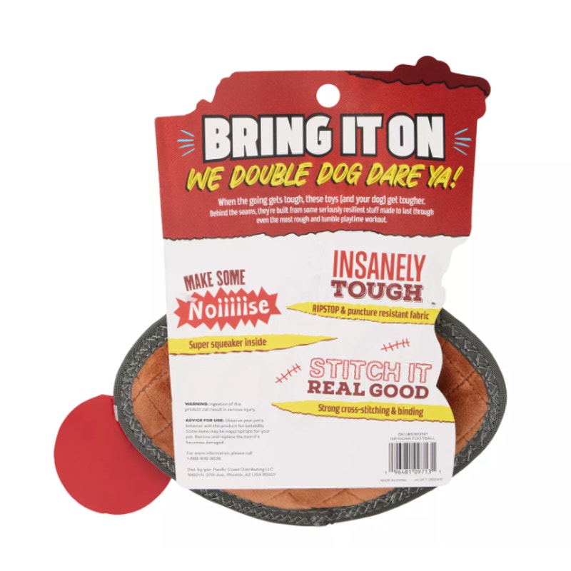 Joyhound Rip Roarin' Tough Plush Football Squeaker Dog Toy - Aggressive Chewers