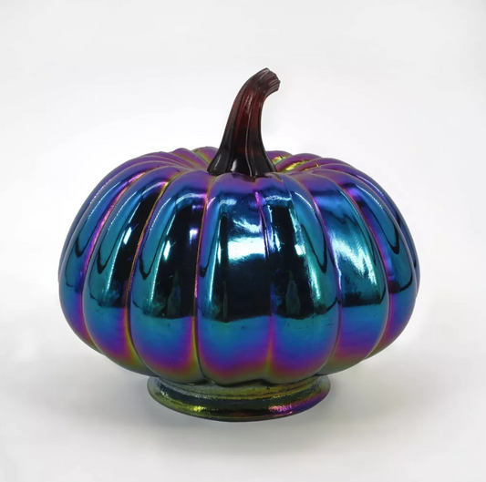 Dark Iridescent Short 5" Halloween Pumpkin Glass Figurines - Bullseye's Playground™