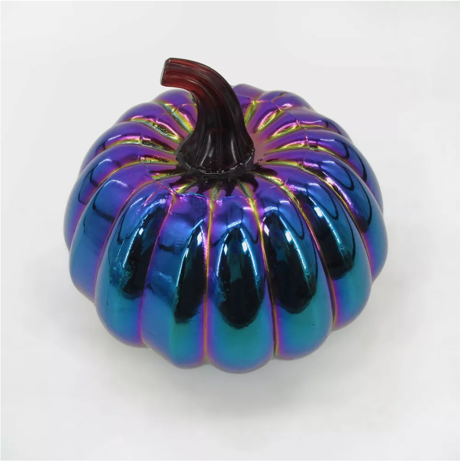Dark Iridescent Short 5" Halloween Pumpkin Glass Figurines - Bullseye's Playground™