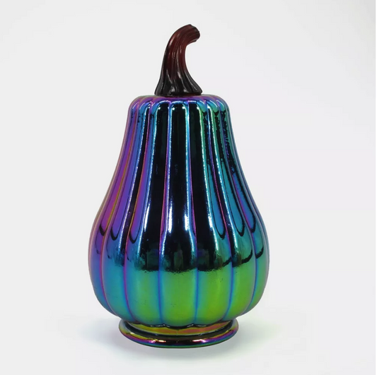 Dark Iridescent Tall 7" Halloween Pumpkin Glass Figurines - Bullseye's Playground™