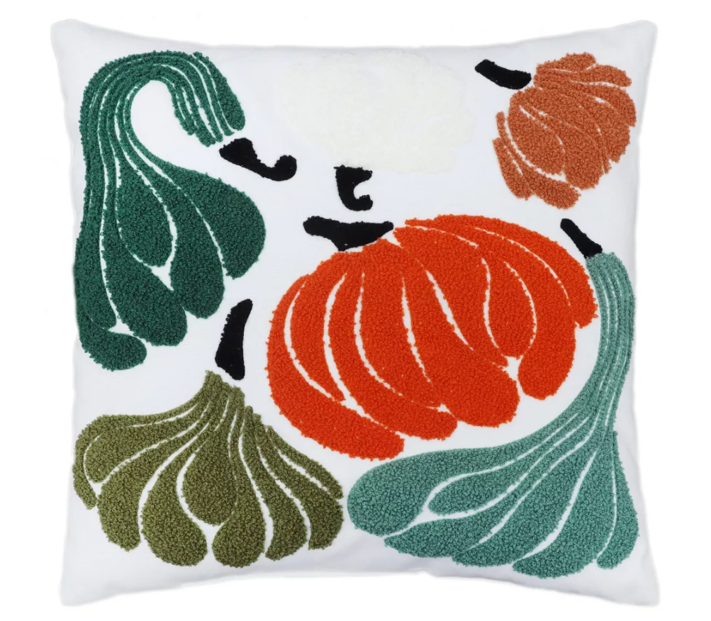 Embroidered Thanksgiving Throw Pillow Gourds 14" x 14" - Bullseye's Playground™