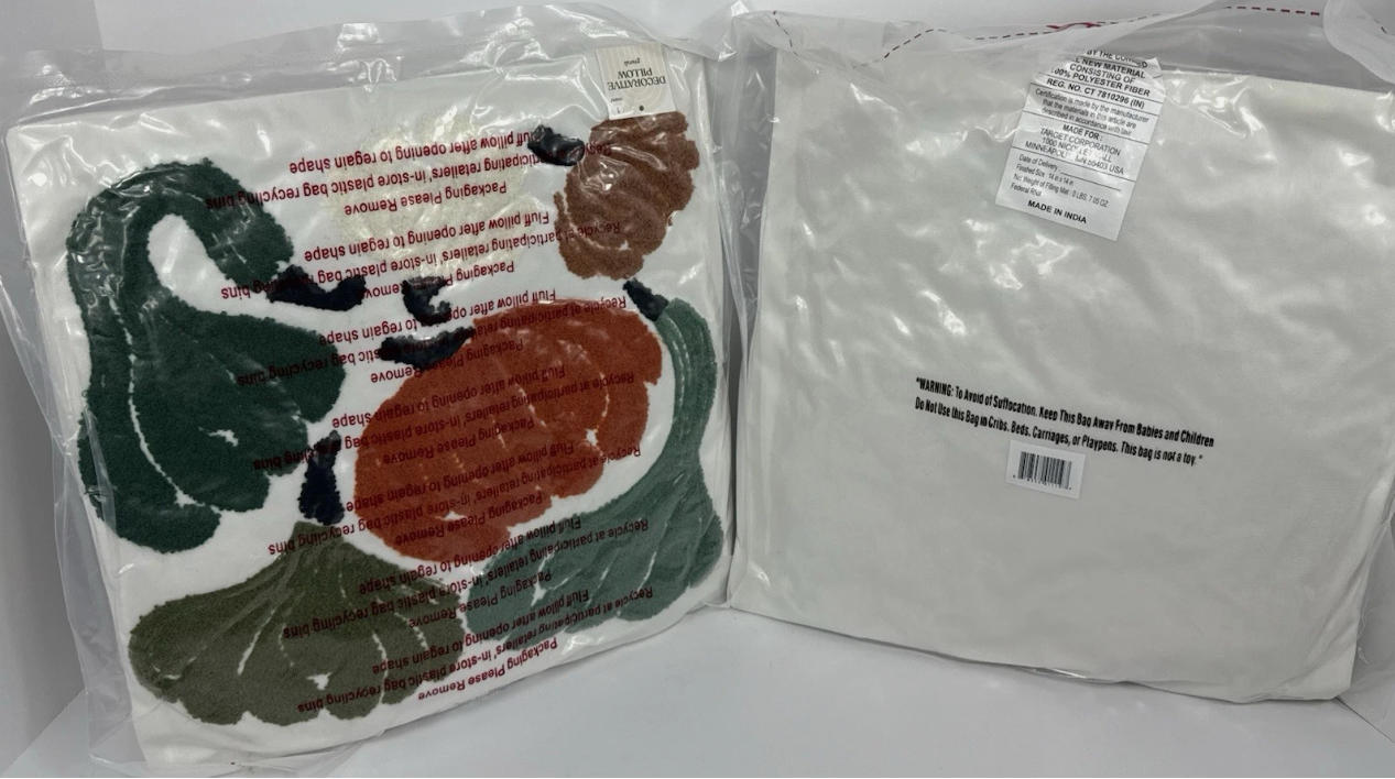 Embroidered Thanksgiving Throw Pillow Gourds 14" x 14" - Bullseye's Playground™