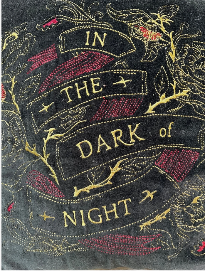 Threshold Black Velvet Embroidered Throw Pillow - In The Dark of Night 18" x 18"