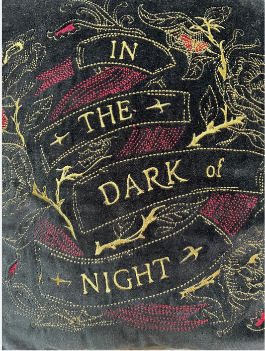Threshold Black Velvet Embroidered Throw Pillow - In The Dark of Night 18" x 18"