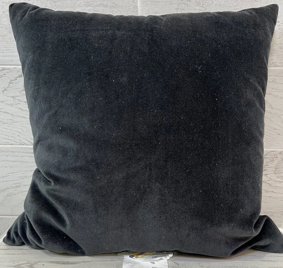 Threshold Black Velvet Embroidered Throw Pillow - In The Dark of Night 18" x 18"