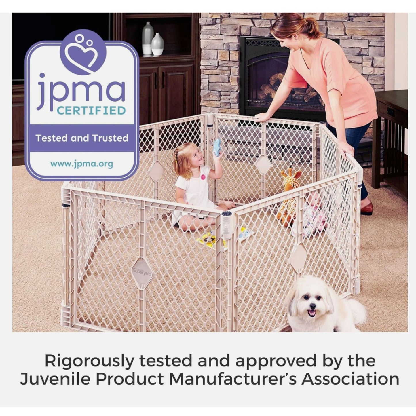 Superyard Baby Play Yard: Freestanding 6-Panel Baby Playpen - Indoor/Outdoor