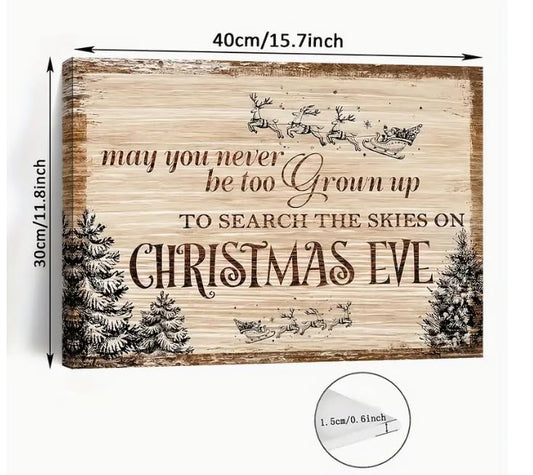 Wooden Framed Canvas Painting, Farmhouse Christmas Decoration, 15.7" x 11.8" Canvas Wall Art, Waterproof, Rustic Style, Perfect for Bedroom, Living Room, Bathroom & More