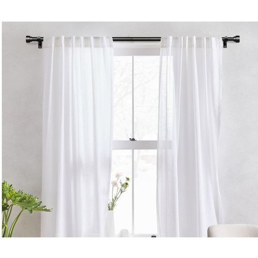 Heavy Duty Curtain Rods for Windows 28 to 48 Inch, 1 Inch Adjustable Black Curtain Rod