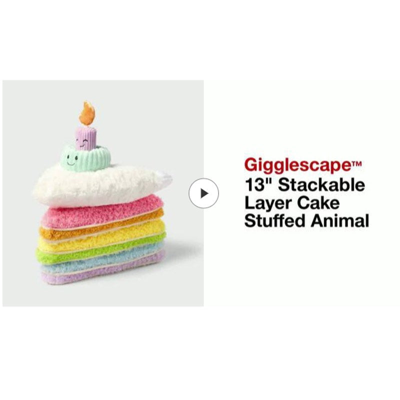 13" Stackable Layer Cake Stuffed Animal - Gigglescape Plushy, Food Theme, 1+ yr