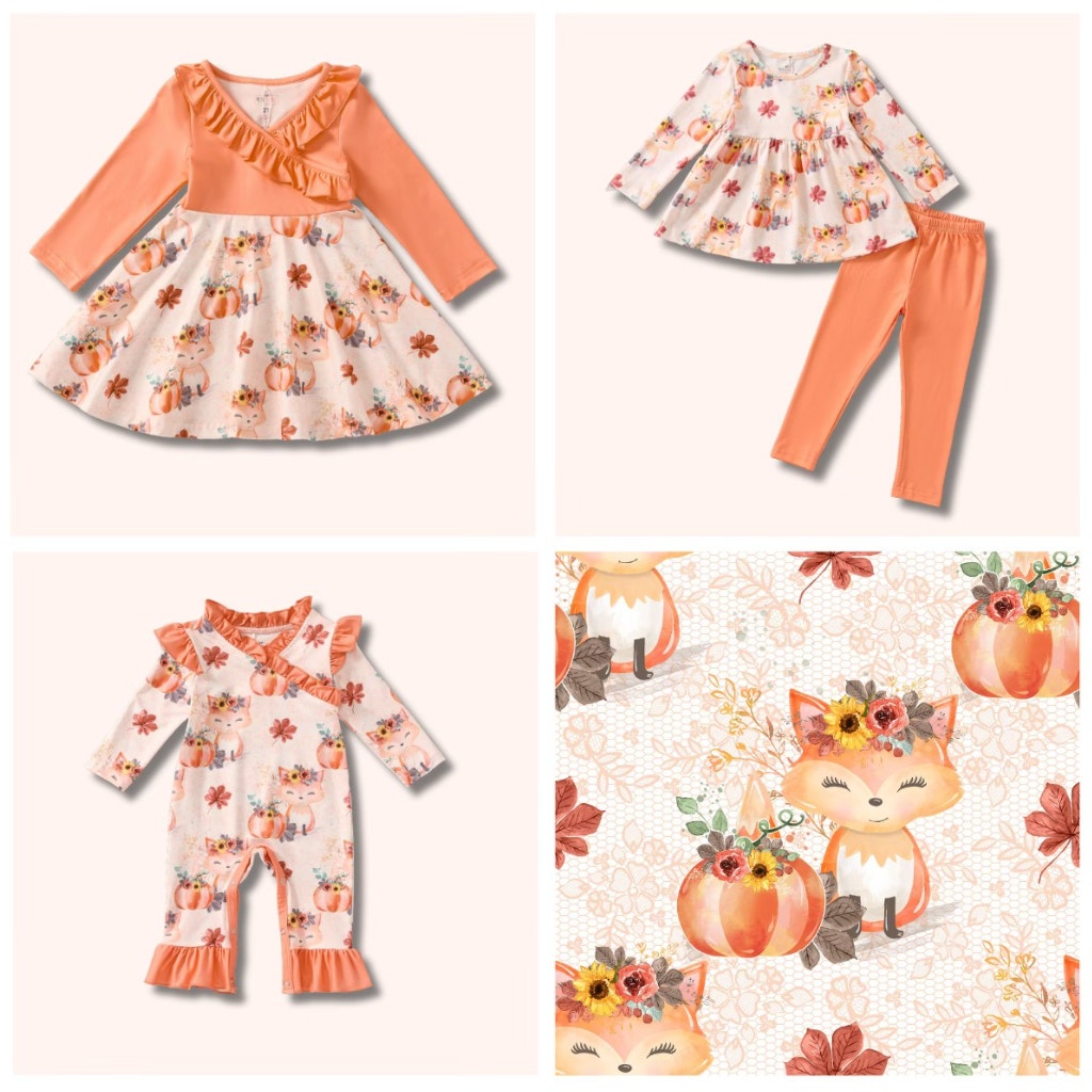 Pete + Lucy Girl's Fall Thanksgiving "Foxy Patch" Dress - Size 4T