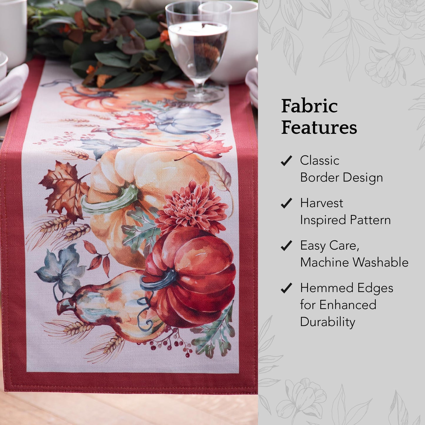 Elrene Home Fashions Botanical Harvest Pumpkin Engineered Tablecloth