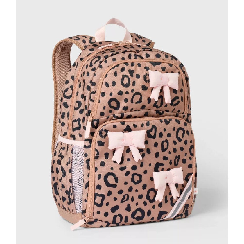 Kids' 17'' Pink Leopard Print & Bow Classic Backpack - Cat & Jack™