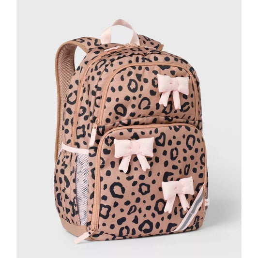Kids' 17'' Pink Leopard Print & Bow Classic Backpack - Cat & Jack™