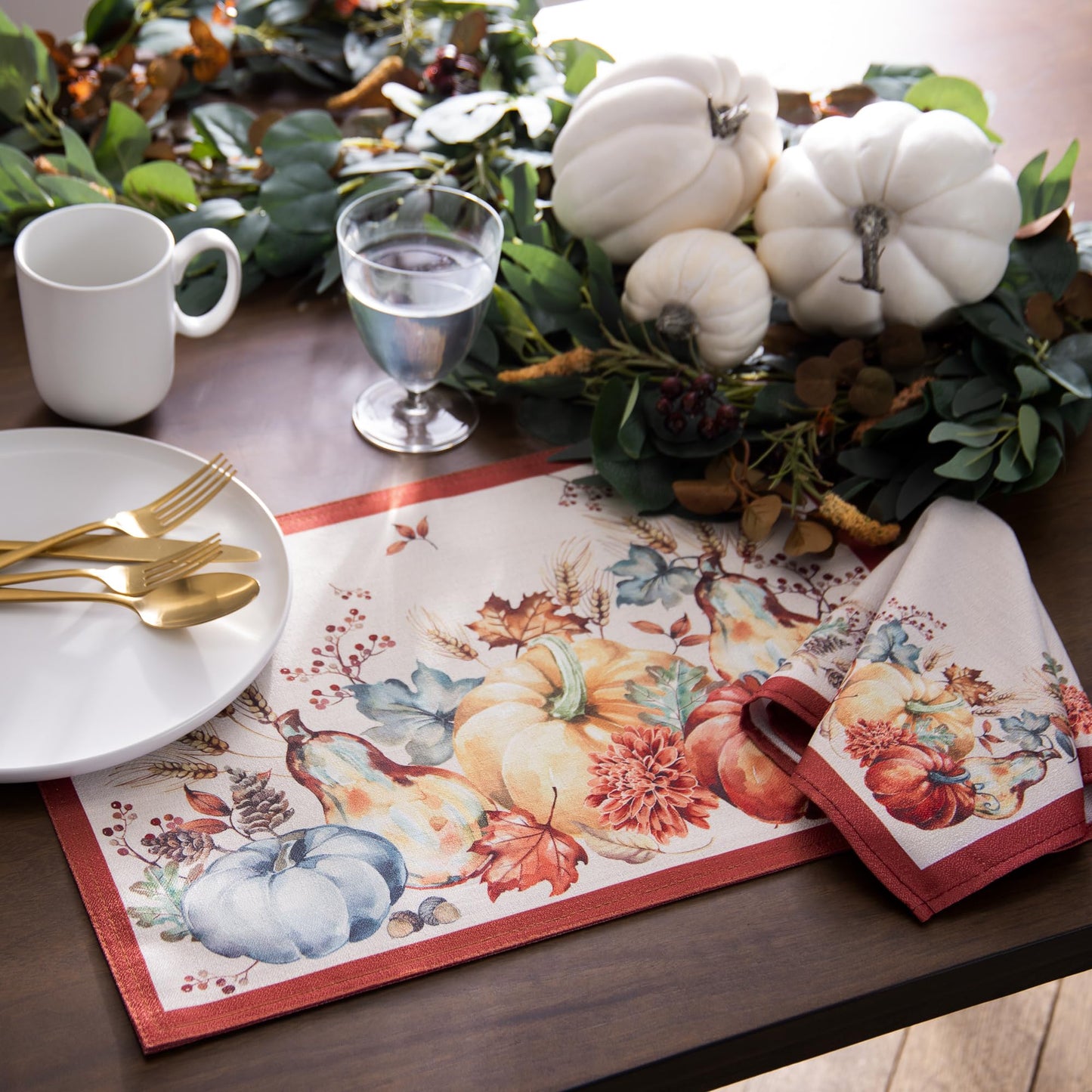 Elrene Home Fashions Botanical Harvest Pumpkin Engineered Tablecloth