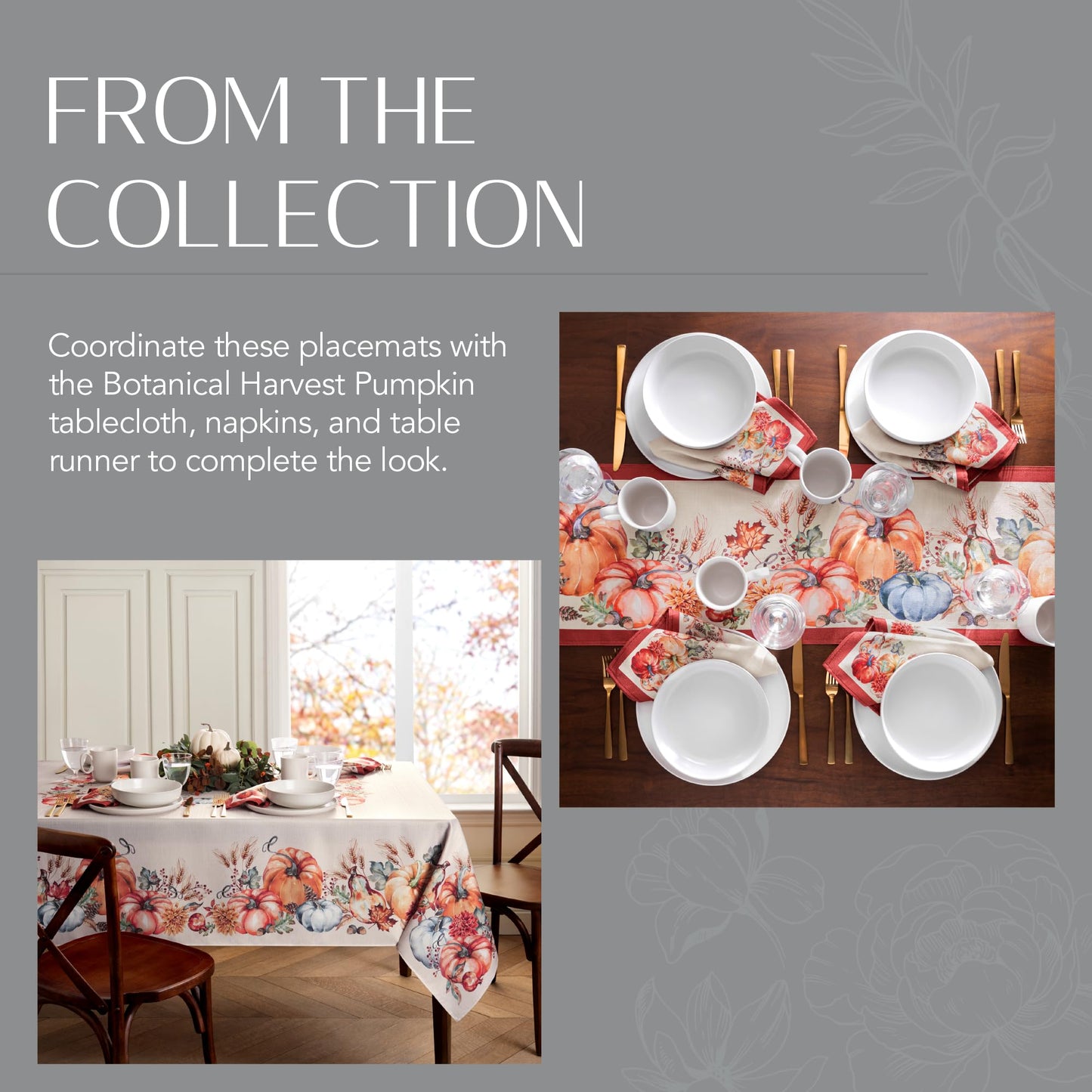 Elrene Home Fashions Botanical Harvest Pumpkin Engineered Tablecloth