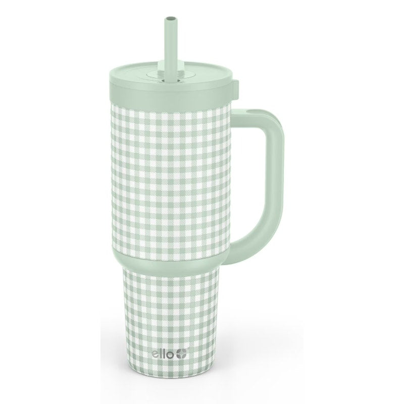 Ello Oasis 30oz Stainless Steel Tumbler, 100% Leakproof, 2-Pack Daisy, Gingham