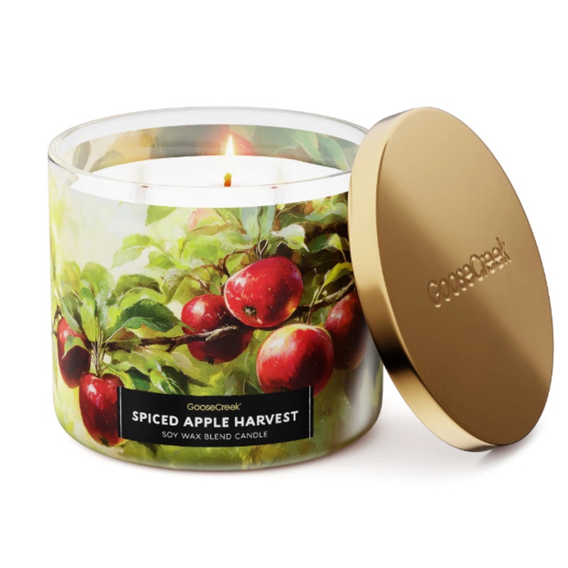 Goose Creek Spiced Apple Harvest Scented 3-Wick Candle 14.5 oz Fall Christmas