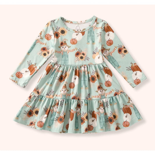 Pete + Lucy Girl's Fall Thanksgiving "Scarecrow Cutie" Dress - Size 7/8