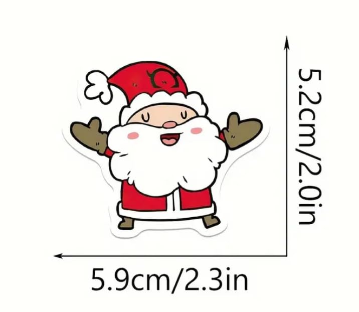 100pcs Festive Christmas Stickers - Cartoon Santa, Animals & Tree Designs for Laptops, Scrapbooks & Fridge Decor | Matte Finish, Self-Adhesive PVC