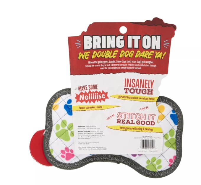 Joyhound® Rip Roarin' Rainbow Paw Bone Squeaker Dog Toy for Aggressive Chewers