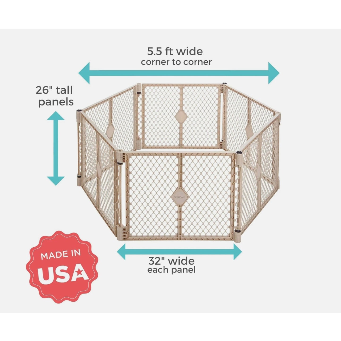 Superyard Baby Play Yard: Freestanding 6-Panel Baby Playpen - Indoor/Outdoor