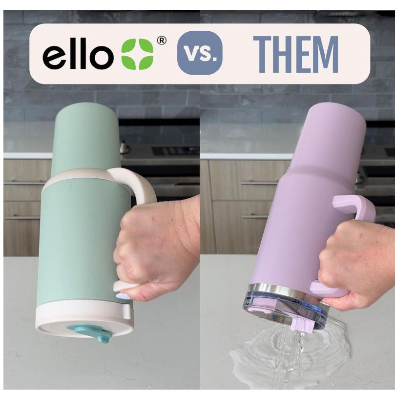 Ello Oasis 30oz Stainless Steel Tumbler, 100% Leakproof, 2-Pack Bows, Cream
