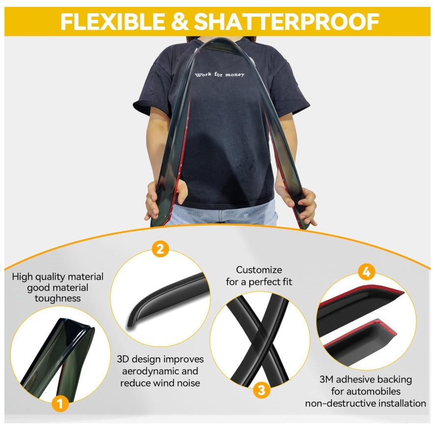 Window Visor for 2003-2011 Honda Element, Rain Guards Shields Vent Deflector