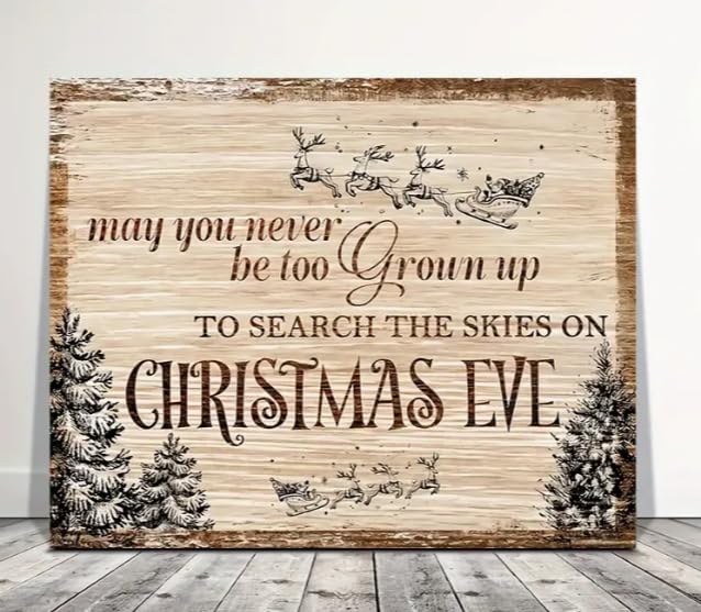 Wooden Framed Canvas Painting, Farmhouse Christmas Decoration, 15.7" x 11.8" Canvas Wall Art, Waterproof, Rustic Style, Perfect for Bedroom, Living Room, Bathroom & More