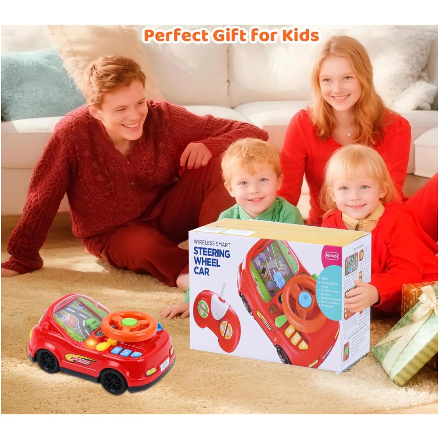 2-in-1 Toddler RC Racing Car Steering Wheel Toy, Simulated Learning Game 18+ Mos