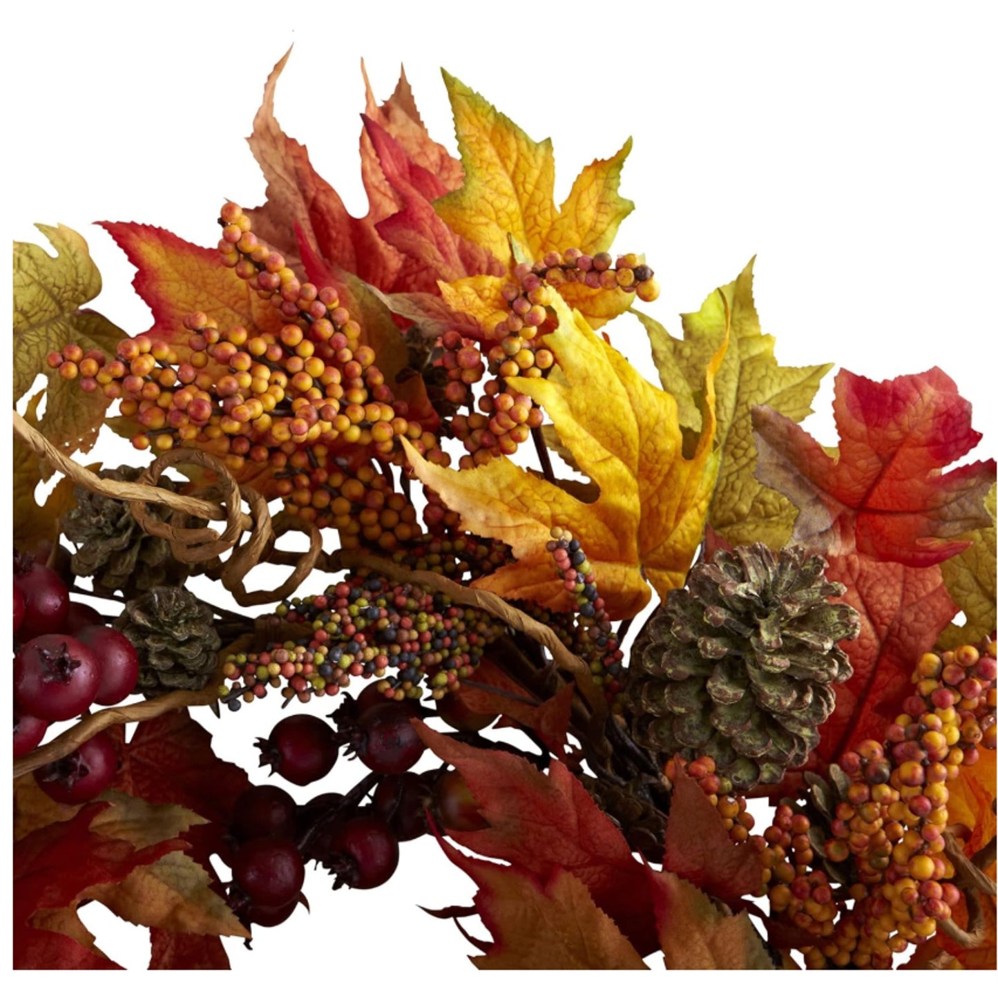 Nearly Natural 24in. Maple and Berry Artificial Fall Thanksgiving Wreath