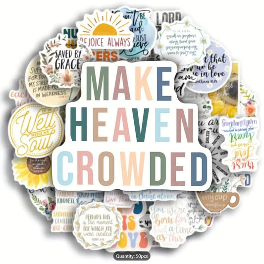 50 Pcs Inspirational Bible Verse Stickers - Vinyl Religious & Christian Motivational Quotes, Reusable, Irregular Shapes, Self-Adhesive, for Water Bottles, Skateboards, Laptops, Phones, Journaling