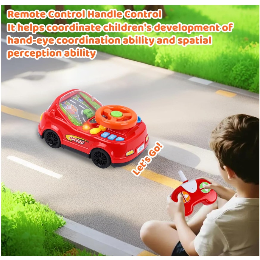 2-in-1 Toddler RC Racing Car Steering Wheel Toy, Simulated Learning Game 18+ Mos