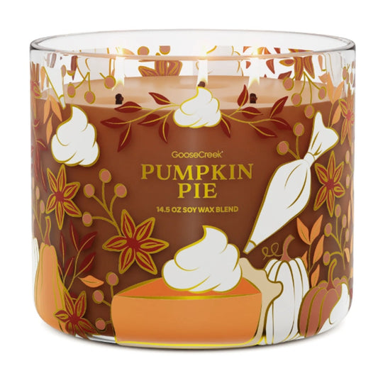 Goose Creek Pumpkin Pie Scented 3-Wick Candle 14.5 oz Fall Thanksgiving