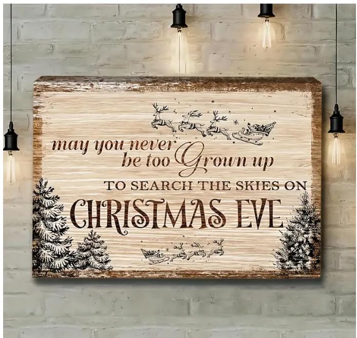 Wooden Framed Canvas Painting, Farmhouse Christmas Decoration, 15.7" x 11.8" Canvas Wall Art, Waterproof, Rustic Style, Perfect for Bedroom, Living Room, Bathroom & More