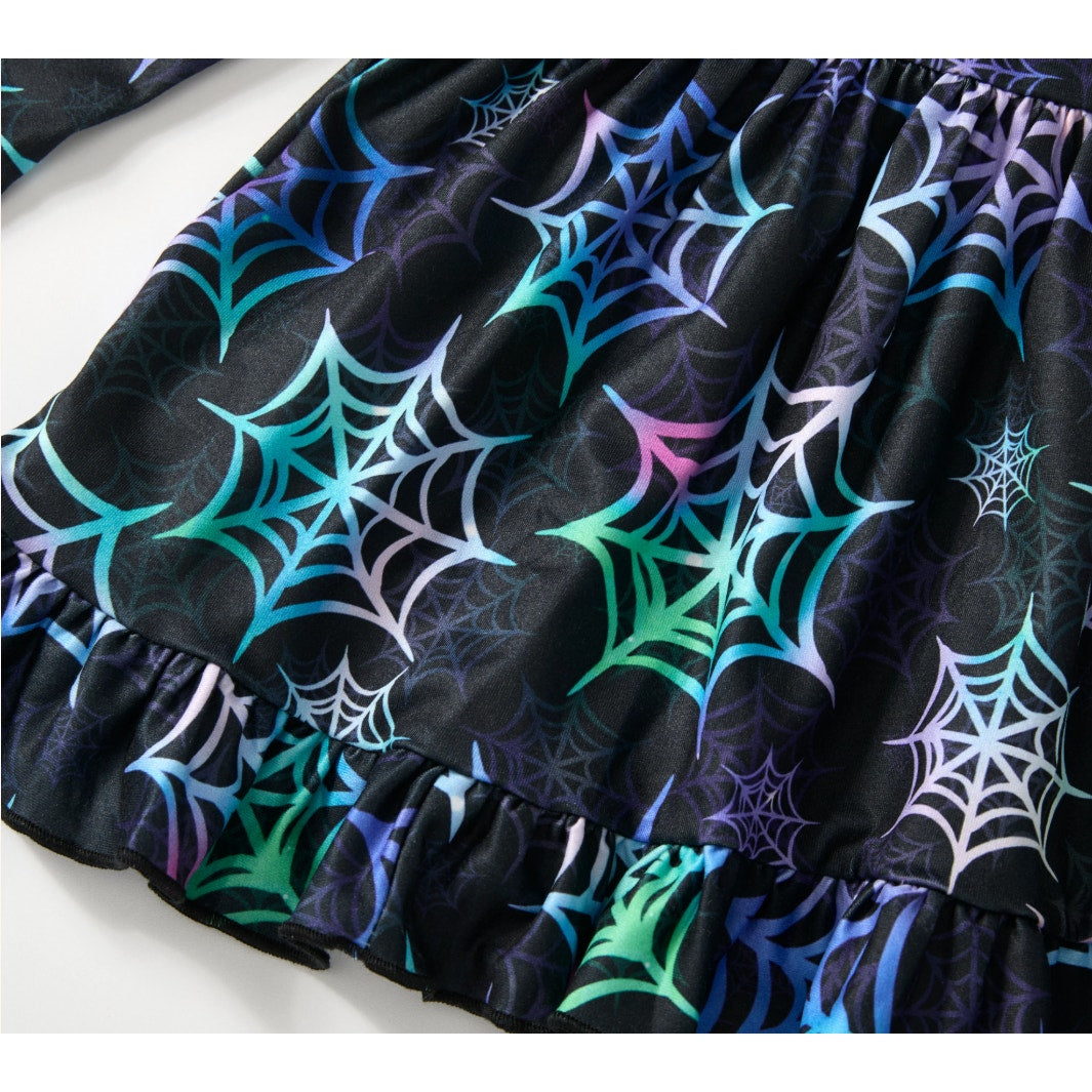 Pete + Lucy Girls Halloween Spiderweb Tunic & Leggings Set – Size 5