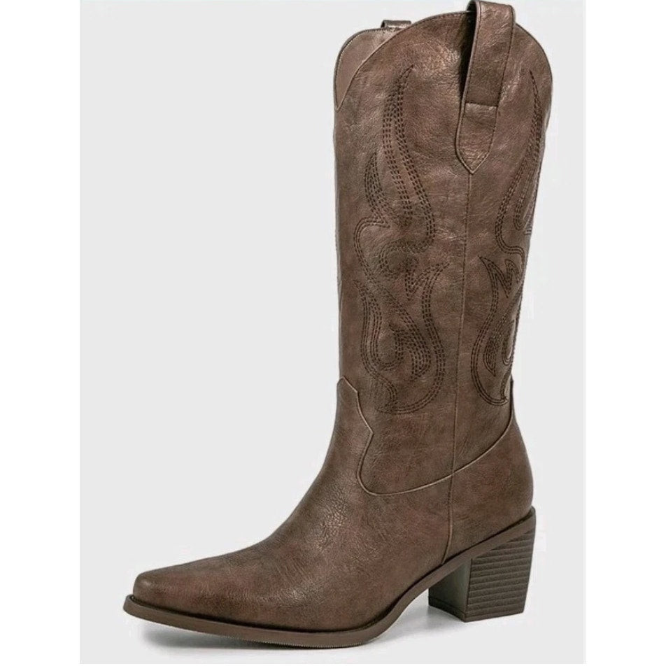 Pasuot Western Cowboy Boots for Women - Calf High Embroidered Cowgirl Boots...