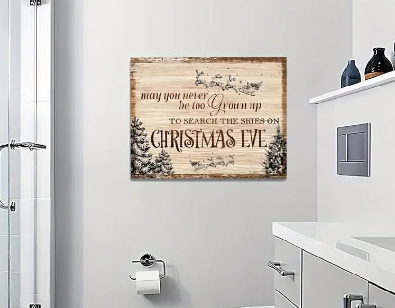 Wooden Framed Canvas Painting, Farmhouse Christmas Decoration, 15.7" x 11.8" Canvas Wall Art, Waterproof, Rustic Style, Perfect for Bedroom, Living Room, Bathroom & More