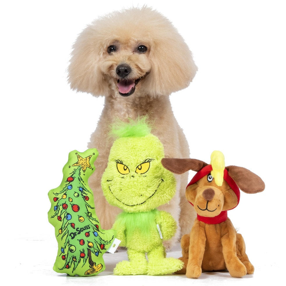 Dr. Suess's The Grinch 3 Piece Plush Dog Toys - Christmas Set for Dogs