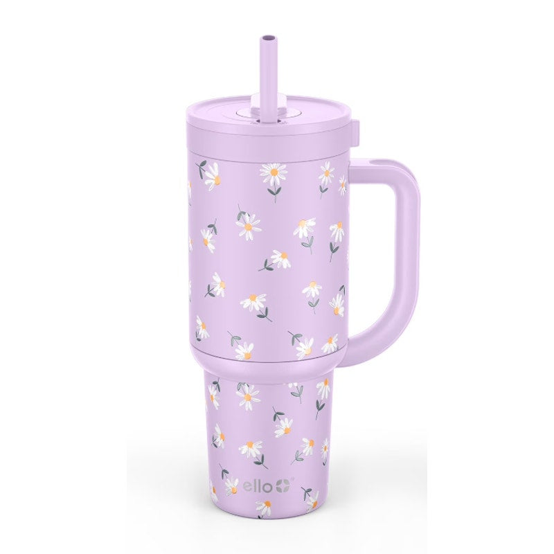 Ello Oasis 30oz Stainless Steel Tumbler, 100% Leakproof, 2-Pack Daisy, Gingham