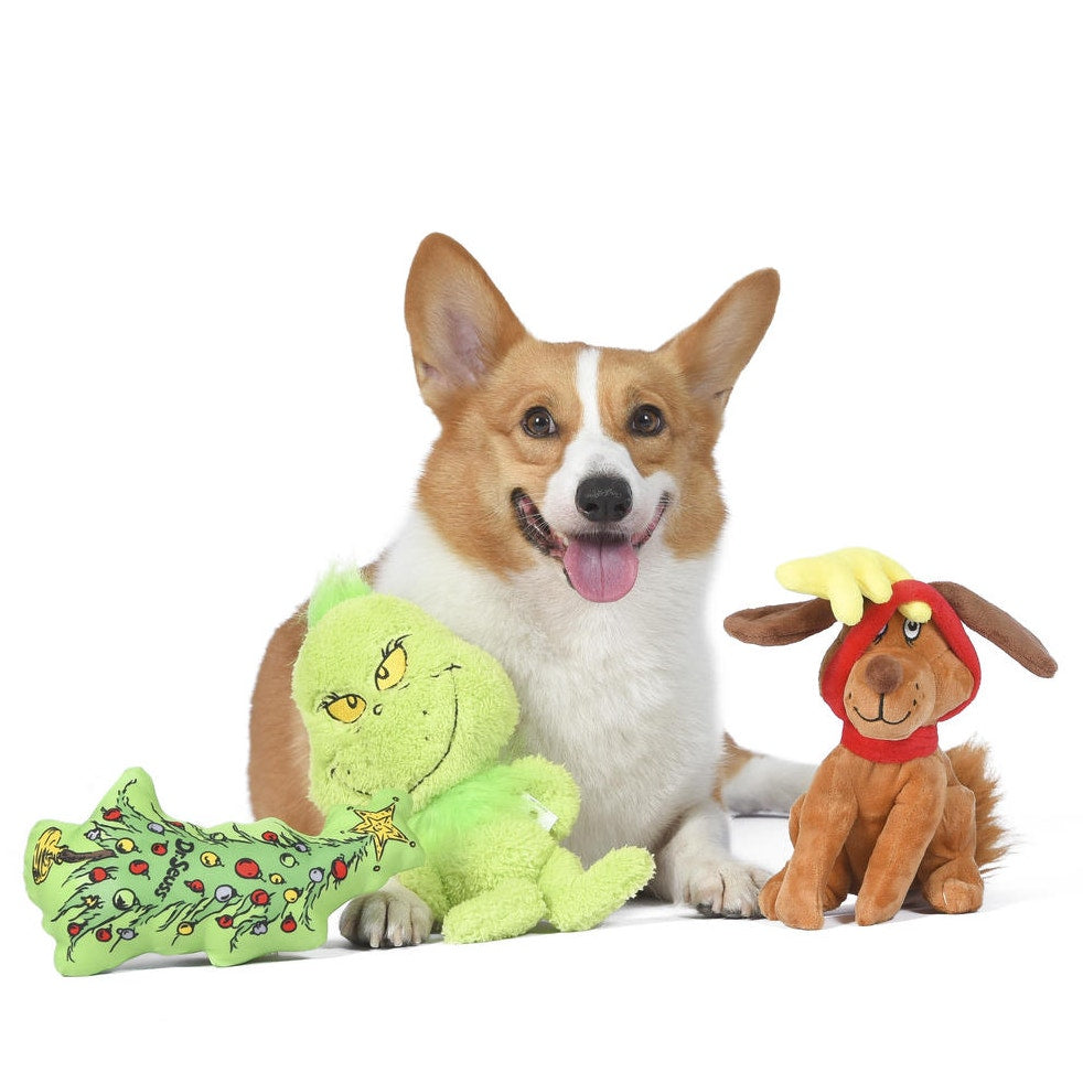 Dr. Suess's The Grinch 3 Piece Plush Dog Toys - Christmas Set for Dogs