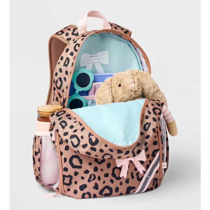 Kids' 17'' Pink Leopard Print & Bow Classic Backpack - Cat & Jack™