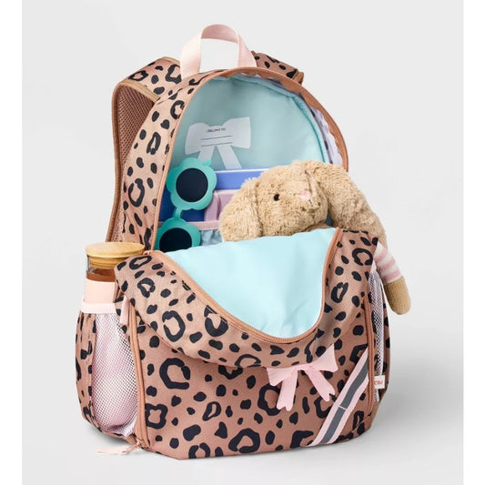 Kids' 17'' Pink Leopard Print & Bow Classic Backpack - Cat & Jack™