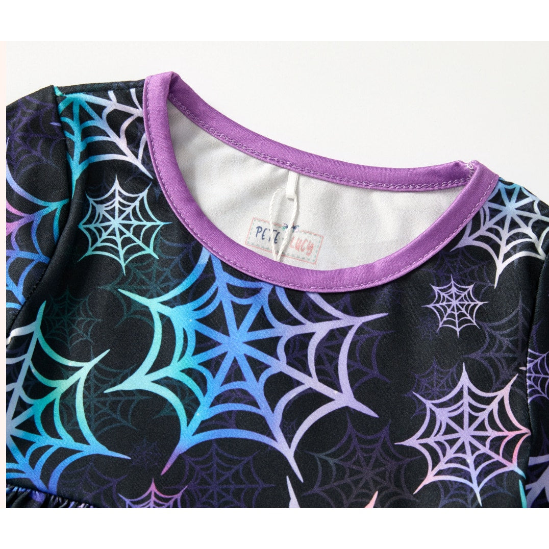 Pete + Lucy Girls Halloween Spiderweb Tunic & Leggings Set – Size 5