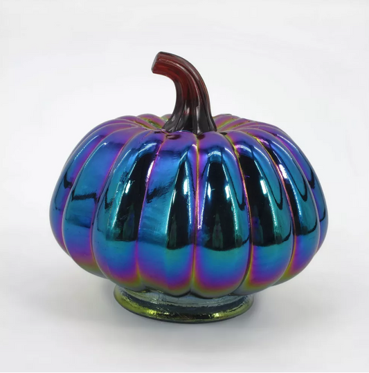 Dark Iridescent Short 5" Halloween Pumpkin Glass Figurines - Bullseye's Playground™