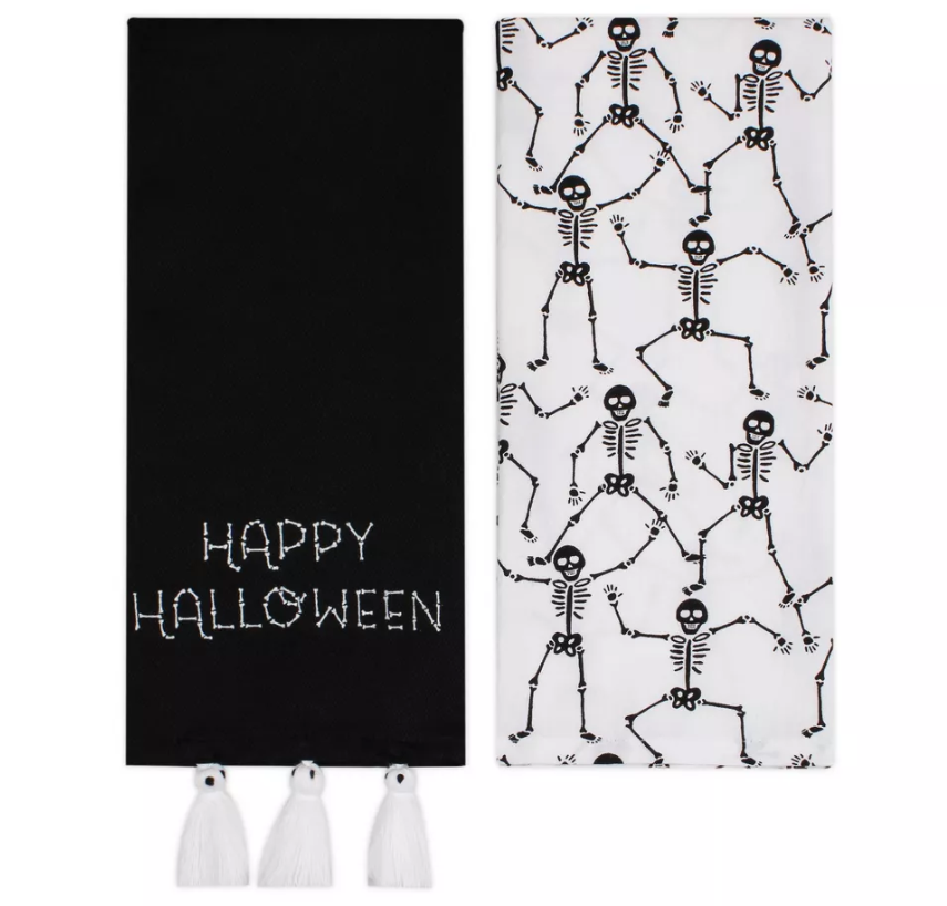 2pk Halloween and Skeleton Printed Dish Kitchen Towel - Bullseye's Playground