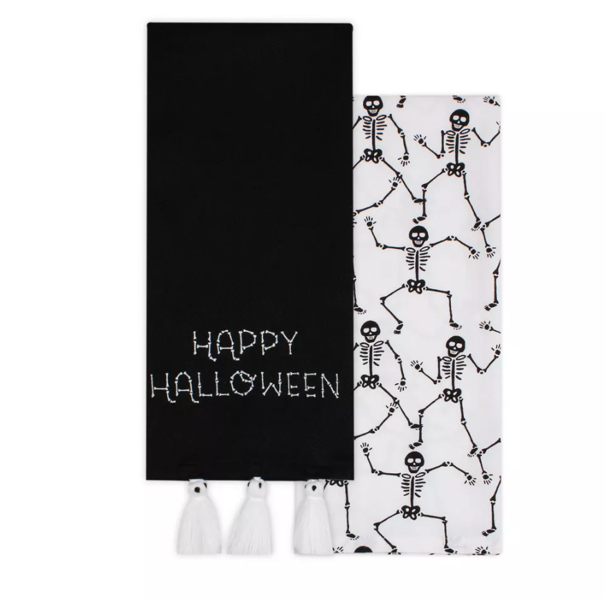 2pk Halloween and Skeleton Printed Dish Kitchen Towel - Bullseye's Playground