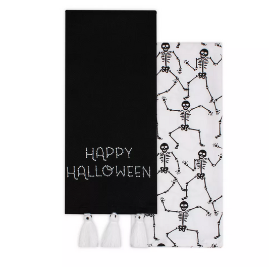 2pk Halloween and Skeleton Printed Dish Kitchen Towel - Bullseye's Playground